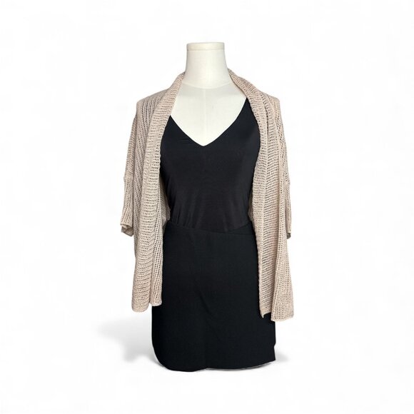 100% Organic Linen Cardigan Eileen Fisher Open Weave- Small, Beige - Picture 2 of 5